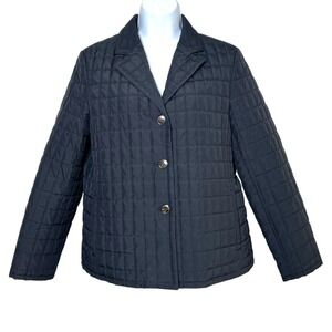 Talbots Petites‎ Womens Quilted Lightweight Button Up Chore Coat Black Size 6P